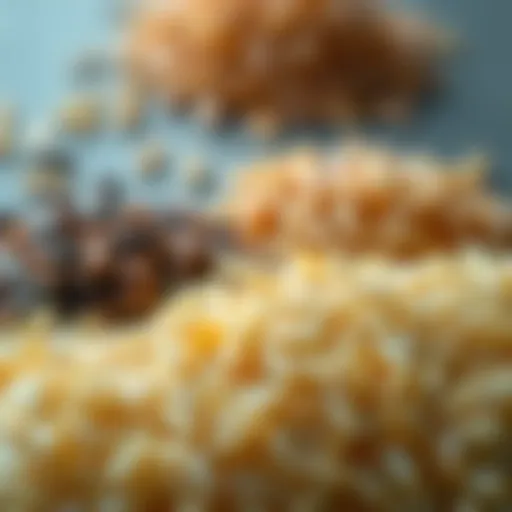 A variety of rice grains showcasing their unique textures and colors