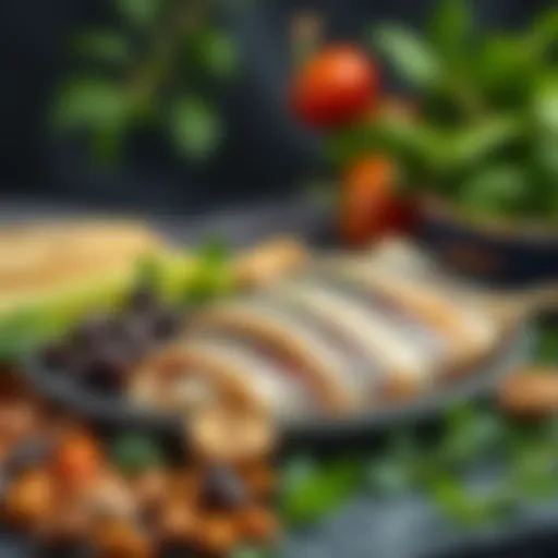 A variety of high-protein foods including legumes, fish, and nuts.