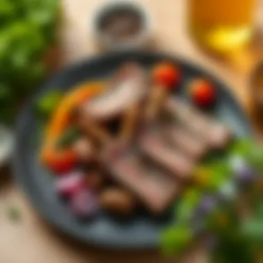 A gourmet plate showcasing a high-protein meal with lean meat and vegetables.