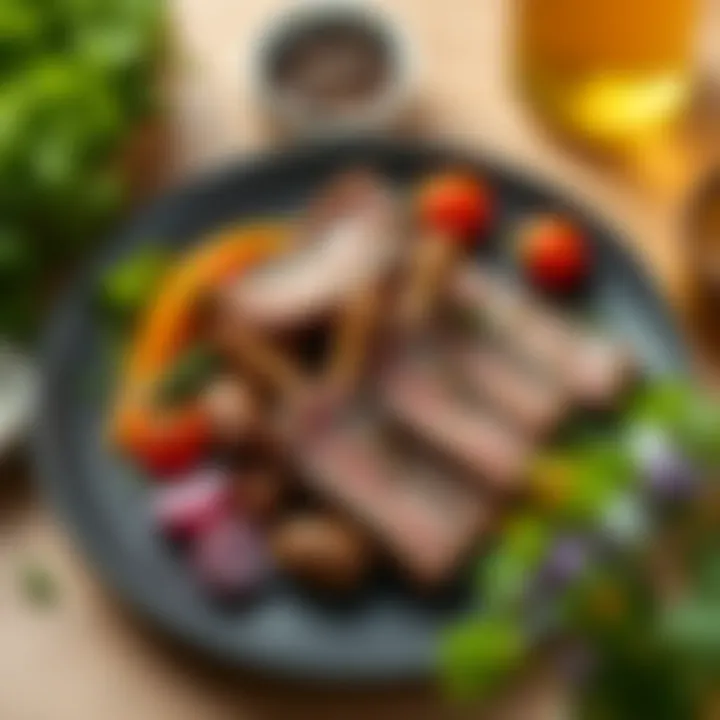 A gourmet plate showcasing a high-protein meal with lean meat and vegetables.