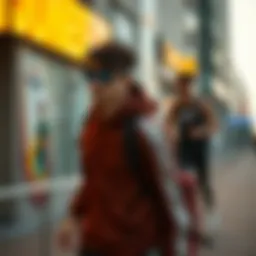 Dynamic urban lifestyle showcasing active wear