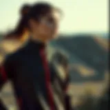 Dynamic athletic apparel showcased in an outdoor setting