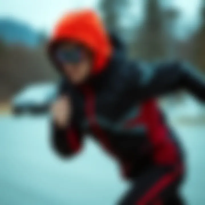 Dynamic action shot of an individual engaging in sports wearing polar clothing