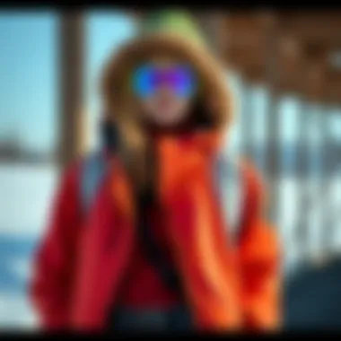 Stylish outdoor setting featuring a model in vibrant polar wear