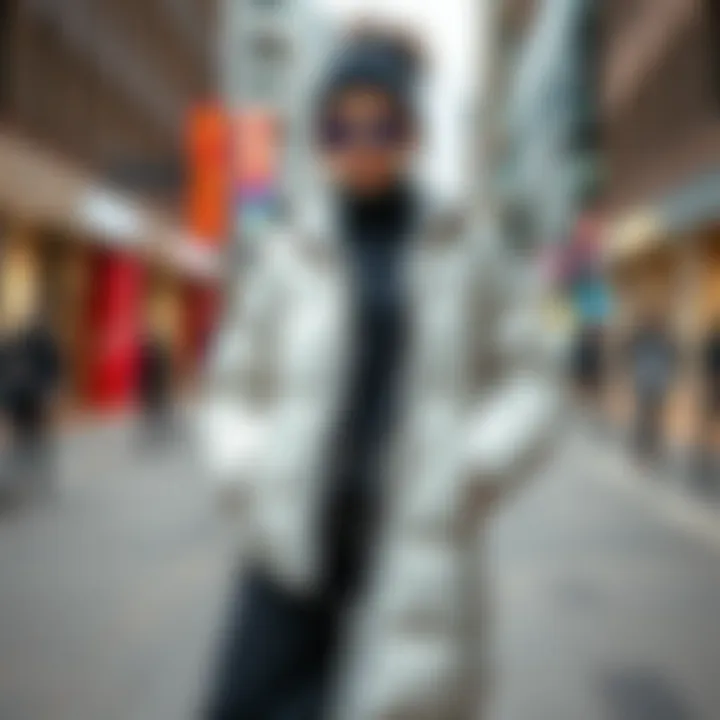 Chic polar apparel displayed in a modern urban environment