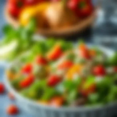 A vibrant salad showcasing a variety of fresh vegetables and herbs