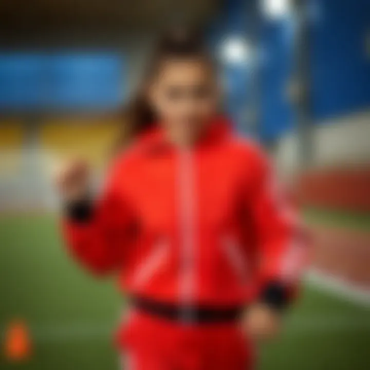 Active girl playing and having fun in a tracksuit