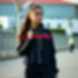 Stylish girl in a tracksuit enjoying outdoor activities