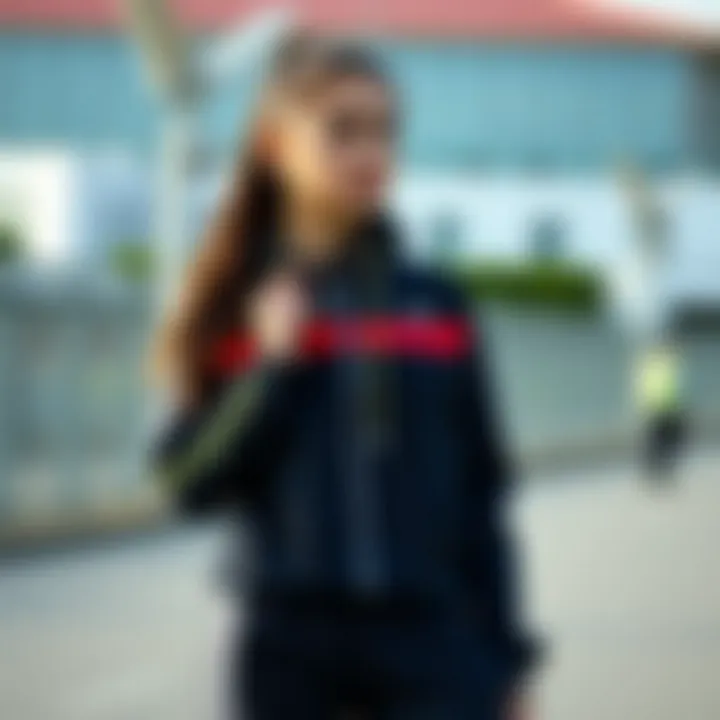 Stylish girl in a tracksuit enjoying outdoor activities