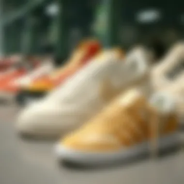 Diverse range of cream sports shoes from various brands