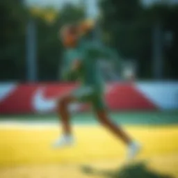 Dynamic pose showcasing Lacoste Elite Active apparel in action.