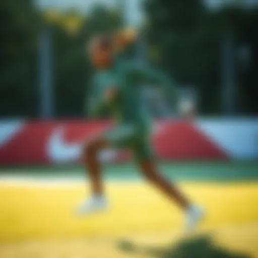 Dynamic pose showcasing Lacoste Elite Active apparel in action.