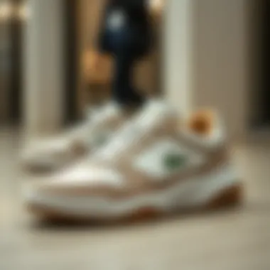 Lacoste L004 sneakers displayed in a fashionable setting