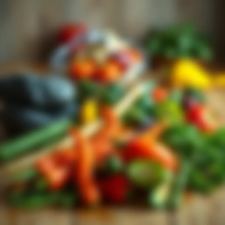 Colorful array of low-carb vegetables on a wooden table