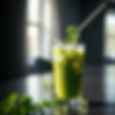 An active lifestyle scene with a splash of parsley juice