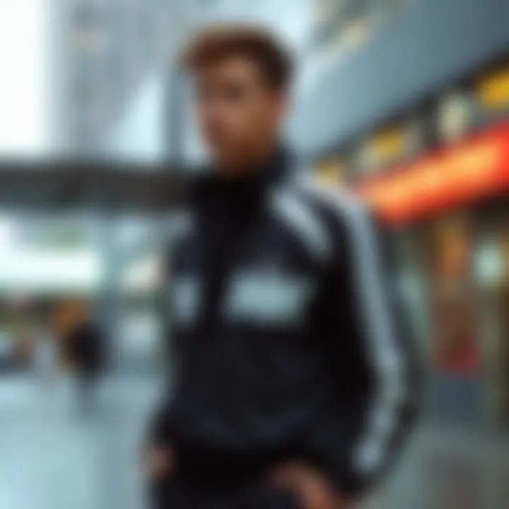 Stylish tracksuit showcasing modern design elements