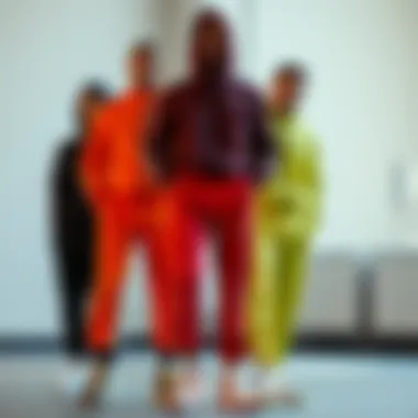 A collection of trendy tracksuits in various colors