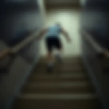 A person climbing stairs representing physical effort