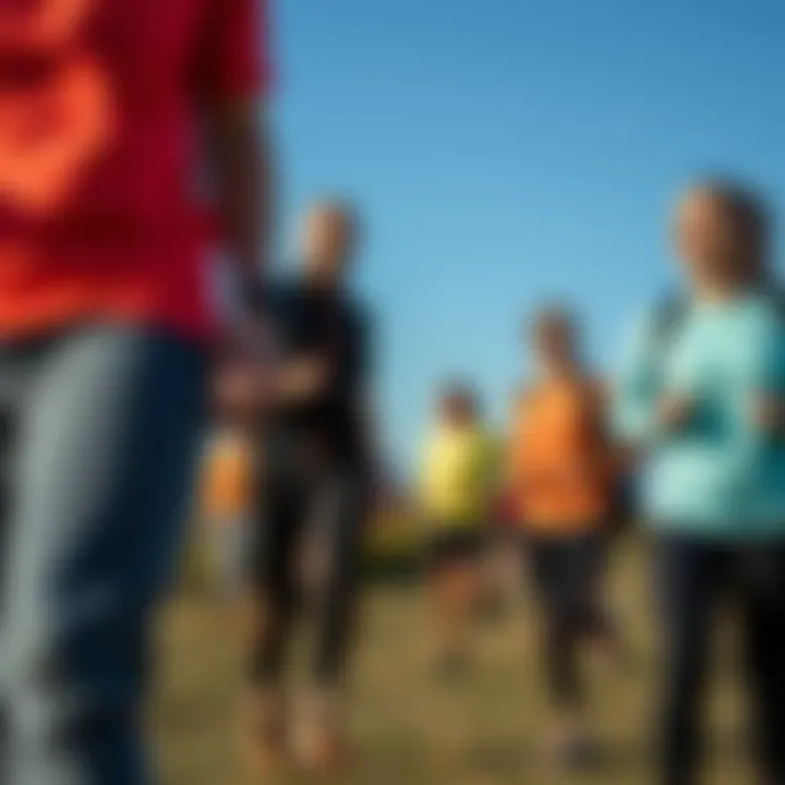 Group of fitness enthusiasts engaged in outdoor activities wearing Merrell Capron