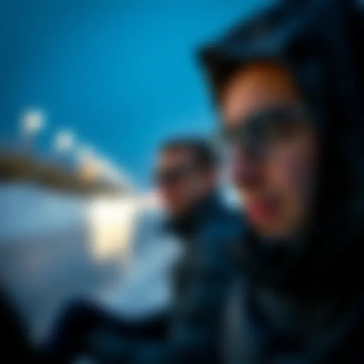 Durability test of Nautica rain jacket in harsh weather conditions.