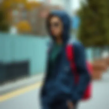 Stylish outfit incorporating Nautica rain jacket for various occasions.