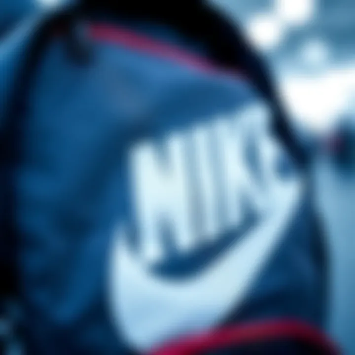 Close-up of features of a Nike backpack designed for children