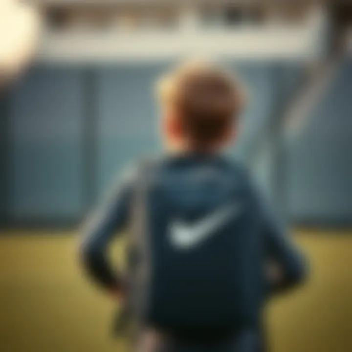 Child using a Nike backpack while engaged in sports activities