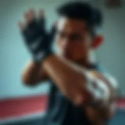 Dynamic athlete showcasing Nike gloves during an intense workout