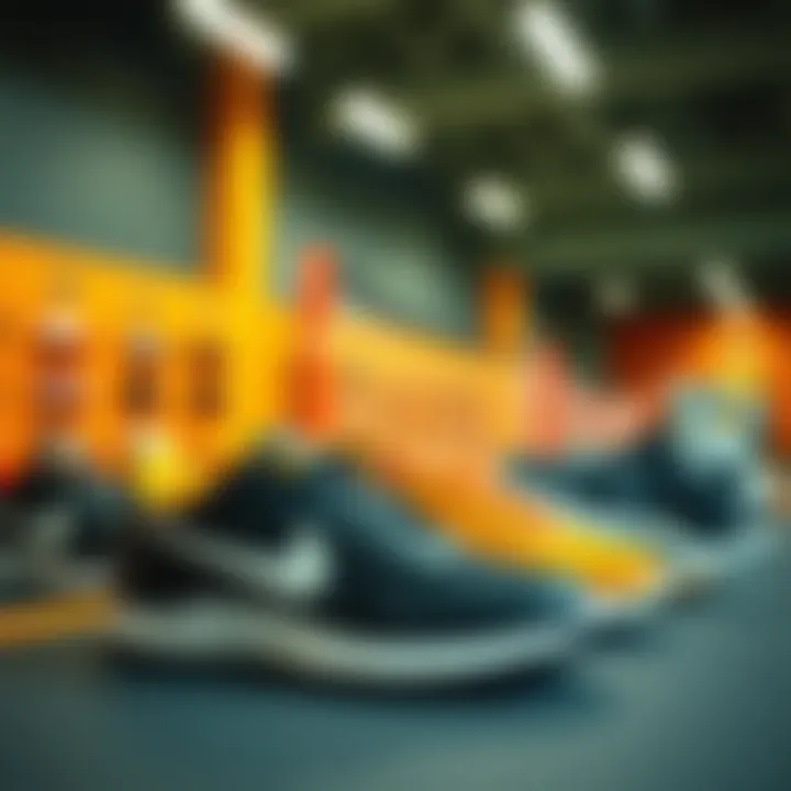 Nike shoes displayed in a sporty environment