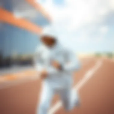 Athlete in action wearing Nike white tracksuit, emphasizing functionality