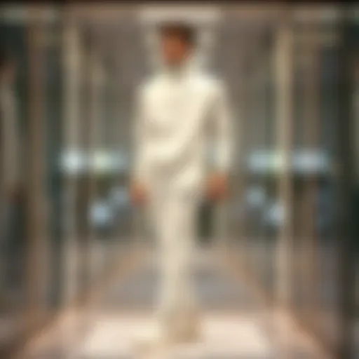 Elegant display of Nike white tracksuit showcasing its sleek design