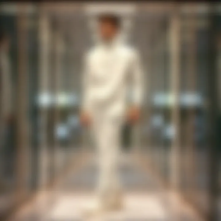 Elegant display of Nike white tracksuit showcasing its sleek design