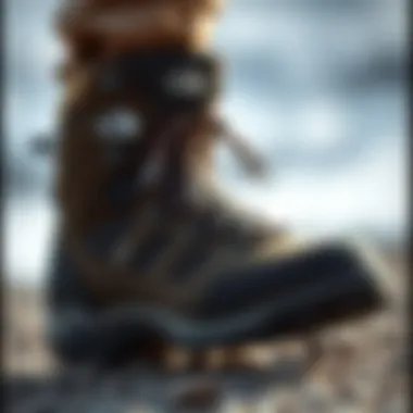 Close-up of North Face boot features and materials
