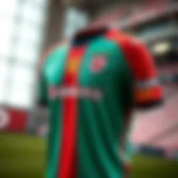 Detailed view of the 2023 Galatasaray jersey showcasing its vibrant colors and unique design elements.