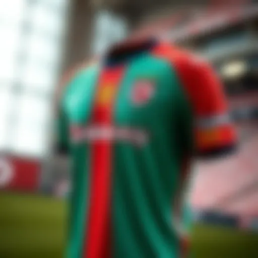Detailed view of the 2023 Galatasaray jersey showcasing its vibrant colors and unique design elements.