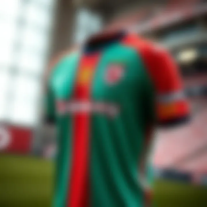 Detailed view of the 2023 Galatasaray jersey showcasing its vibrant colors and unique design elements.