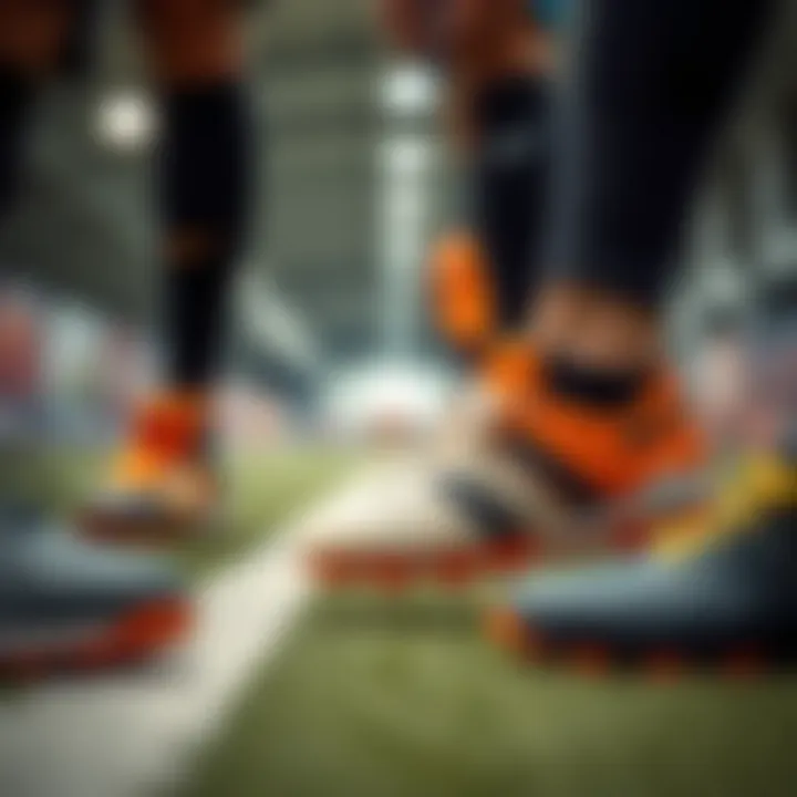 Parents selecting soccer shoes for their children