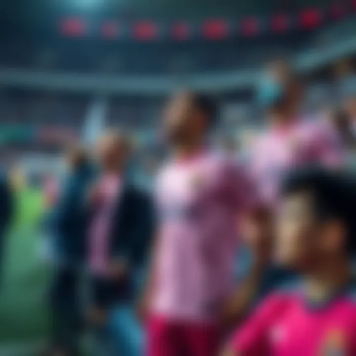 Fans wearing the pink jersey during a match