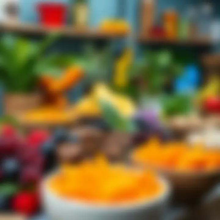 A colorful display of plant-based high-protein ingredients.