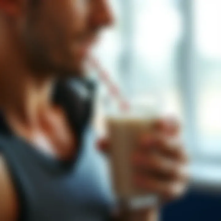 A person enjoying a protein shake post-workout