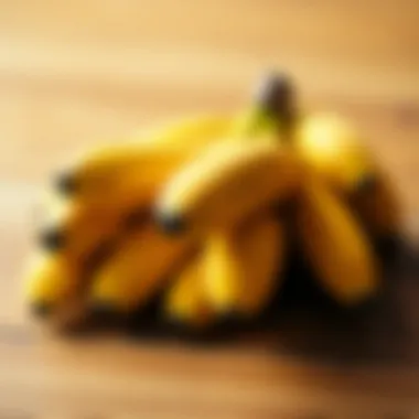 A close-up of bananas on a wooden surface highlighting their potassium content.