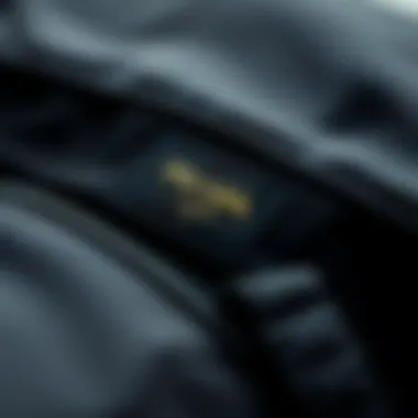 Close-up of high-quality materials used in a Prada sports bag