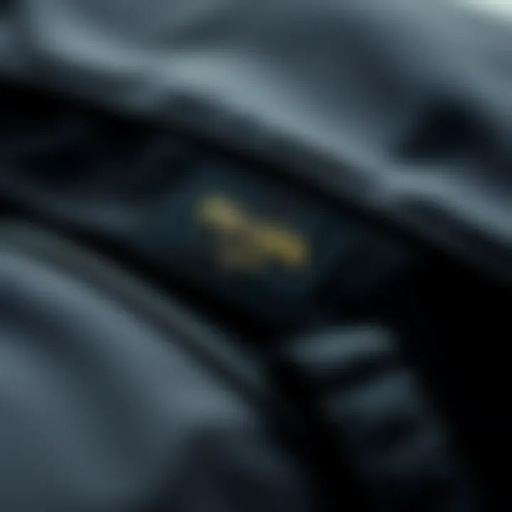 Close-up of high-quality materials used in a Prada sports bag