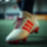 Close-up of a professional football boot showcasing advanced material technology