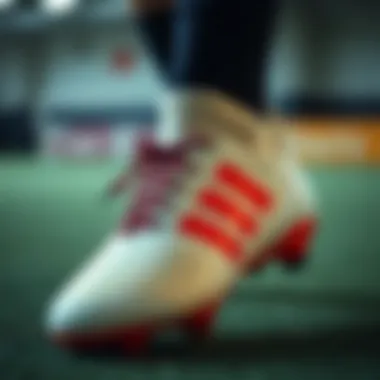 Close-up of a professional football boot showcasing advanced material technology