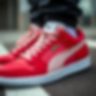 Close-up of the innovative design features of Puma Dunk footwear