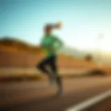 Dynamic runner showcasing stylish running tights during a workout