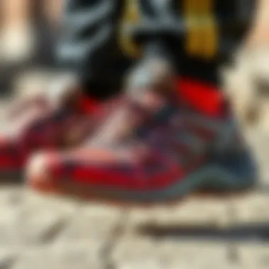 Close-up of Salomon footwear designed for children