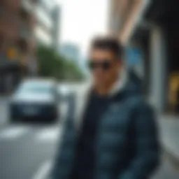 Stylish sherpa jacket worn in an urban setting