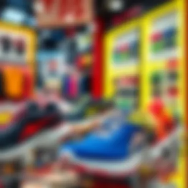 A vibrant display of Skechers products for all ages